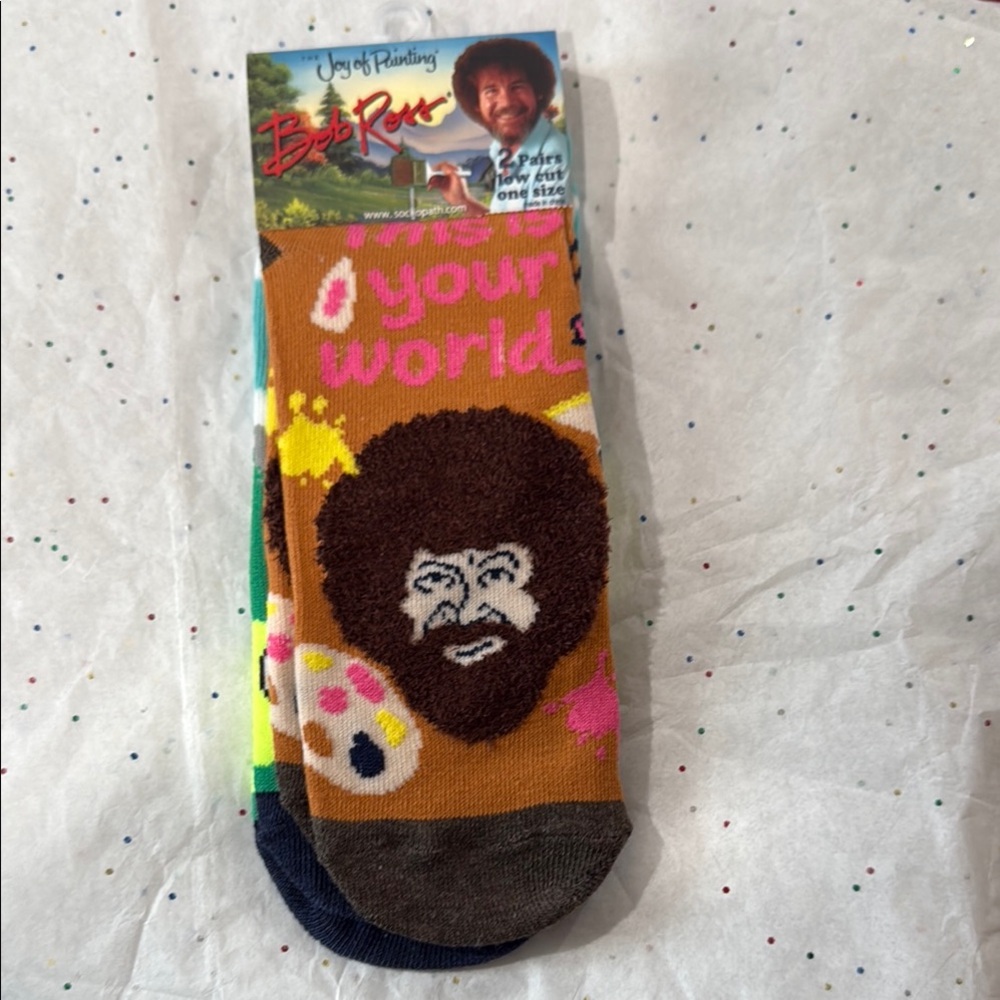 Bob Ross 2 Themed Socks set